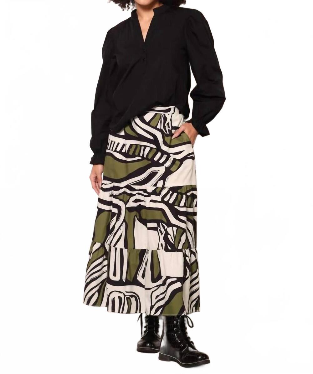 NEW MAUDE zebra ada skirt in green & black